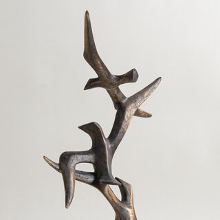 Homez resin bird abstract sculpture, bronze 35*16*62cm