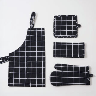 Alberto 100% Cotton Kitchen Set Of 4Pcs, Black