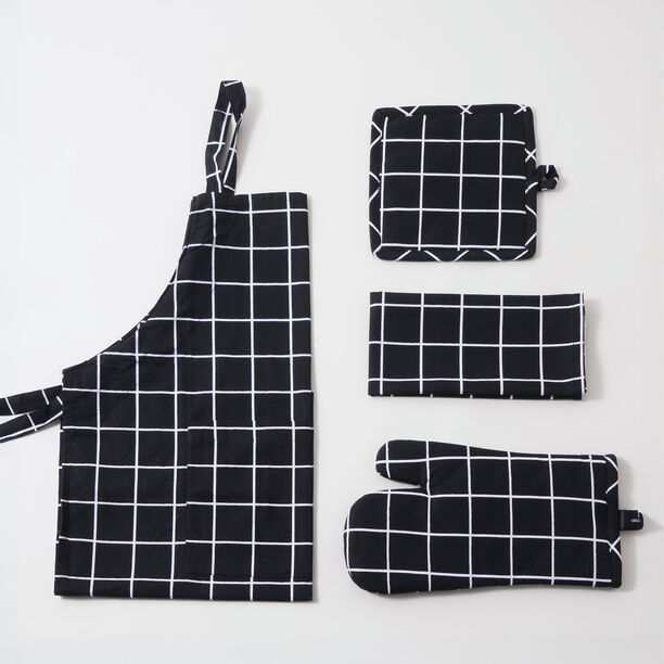 Alberto 100% Cotton Kitchen Set Of 4Pcs, Black image number 0