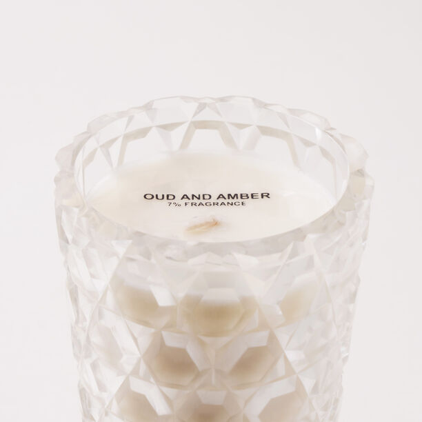 Homez oud and amber glass scented candle with marble base image number 2
