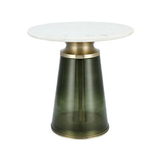 Side Table Glass Base And Marble Top 45*46 cm