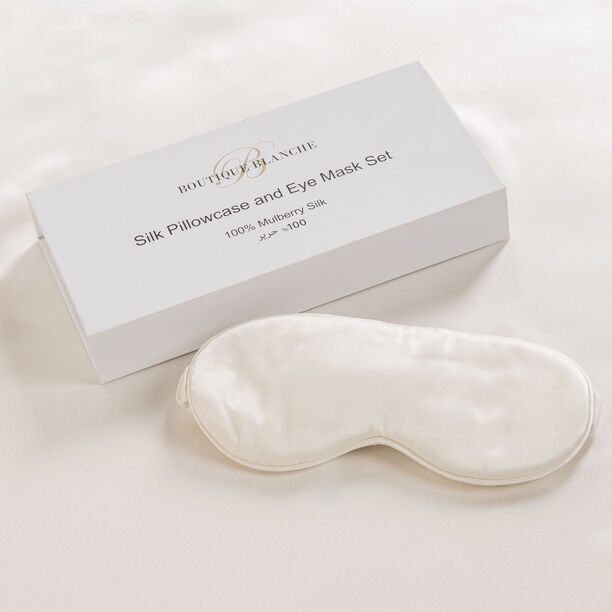 Boutique Blanche Silk Pillowcase And Eye Mask Set 75*50Cm Ivory 100% Mulberry Silk BED LINEN EA 2 image number 2