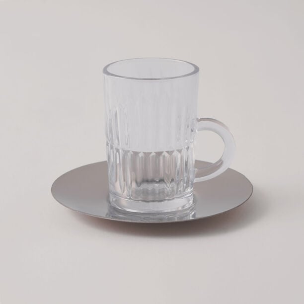 Dallaty Tea Set Glass With Metal Saucer 12 Pcs image number 2