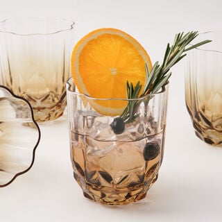 La Mesa Set Of 4 Pcs Hand Made Glass Tumbler Honey Colour 300 Ml