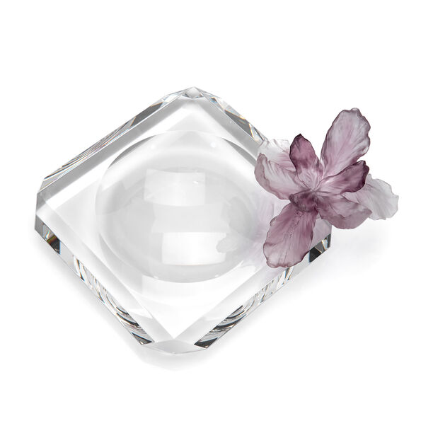 Glass Round Ashtray Crystal Flower Purple image number 2