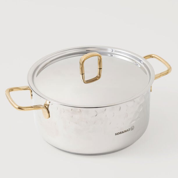 Korkmaz stainless steel cookware set of 8pcs, silver image number 2