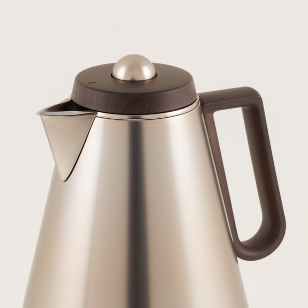 Dallaty Stainless Steel Thermos with Wooden Touch, Matte Beige, 1L image number 1