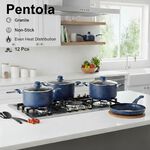 بنتولا طقم قدور جرانيت غير لاصق 12 قطعة، أزرق image number 0