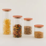 البرتو طقم علب تخزين زجاج بوروسيليكات بغطاء خشب صنوبر 4 قطع 31.5*11*30.5 سم image number 1