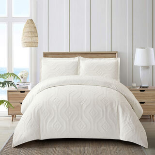 Boutique Blanche Geo Tile 3pc Comforter King Beige 220*240 cm