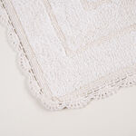 Boutique Blanche White Cotton Lace Border Bathmat, 60*90 Cm image number 2