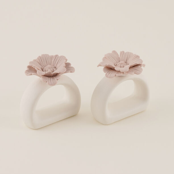 طقم خواتم مناديل بورسلان بشكل الخوخ، وردي image number 1