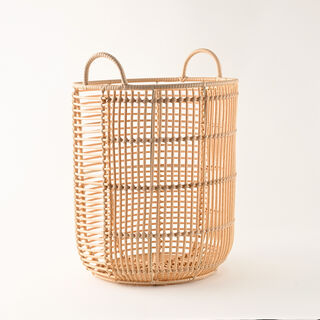 Homez Round Rattan Storage Basket L In Beige