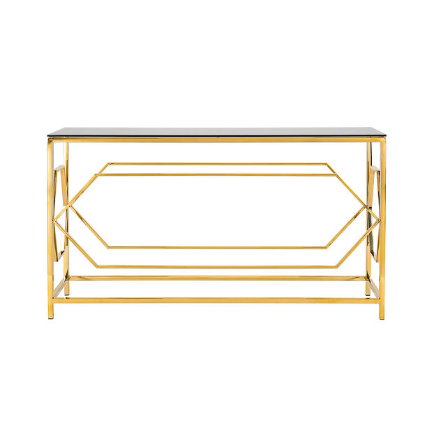 Console Table Gold With Black Glass image number 1