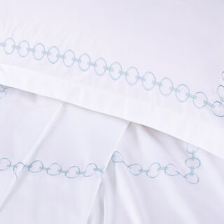 BOUTIQUE BLANCHE 3 PCS DUVET COVER EMBRIDERY SET KING SIZE 100%COTTON CHAINS PALEBLUE