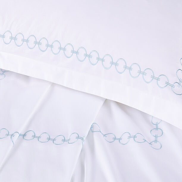 BOUTIQUE BLANCHE 3 PCS DUVET COVER EMBRIDERY SET KING SIZE 100%COTTON CHAINS PALEBLUE image number 1