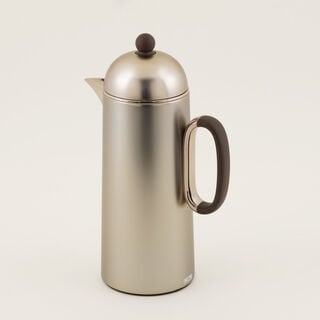 دلتي طقم دلة قطعتين ستانلس ستيل قهوة فاتح مع خشب بسعة 1 لتر لكل قطعة