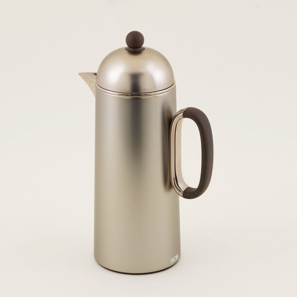 Dallaty 2pcs vacuum flask stainless steel beige and wood 1L image number 1