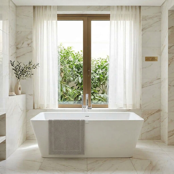 Boutique Blanche Grey Loop Jacquard 100% Cotton Bathmat, 60*90Cm image number 1