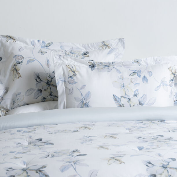 Cottage border floral 3pc comforter king blue 220*240cm image number 1