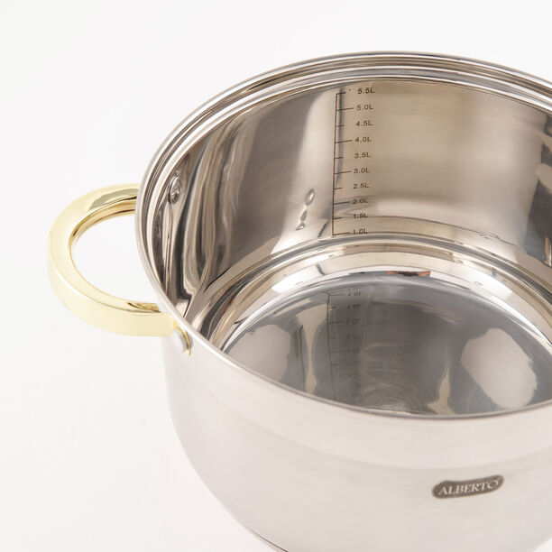 Alberto Stainless Steel Cookware Set 12 Pieces Golden Handle image number 6