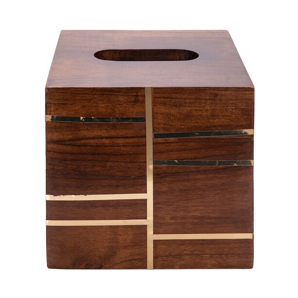 Wood And Metal Tissue Box  image number 1
