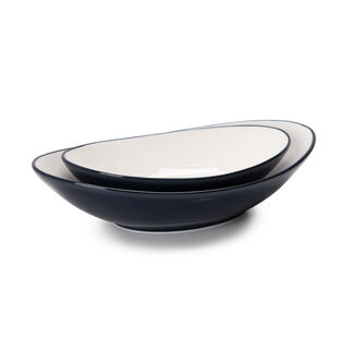 Rio Oval Bowl 2 Pieces Set Blue Glaze
