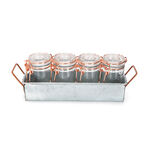 Alberto 4 Pieces Glass Mini Spice Jars With Copper Clip Lid And Metal Stand image number 0