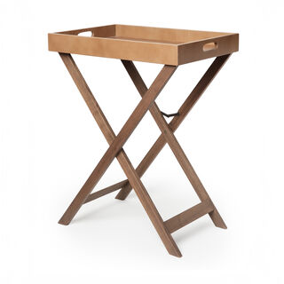 هومز طاولة خدمة قابلة للطي بقاعدة جلد، بني فاتح، 60*40*76سم