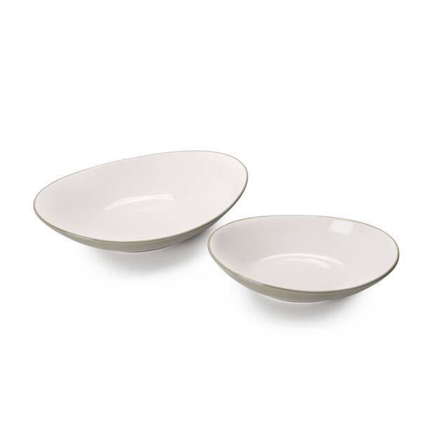 Rio Oval Bowl 2 Pieces Set Green Glaze image number 1