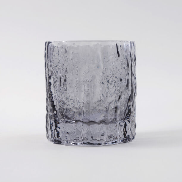La Mesa 4 Pcs Embossed Tumbler Glass Set, Grey 8*8*8.6 Cm image number 4