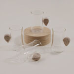 Dallaty 8pcs glass tea cup set with travertine handles and saucers image number 4