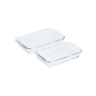 2 Piece Pentola Rectangle Glass Bakeware Set 1L+1.6L