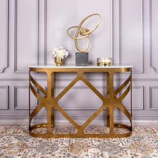 Diamond Link Fretwork Console Table 145*40.9*91.5 cm
