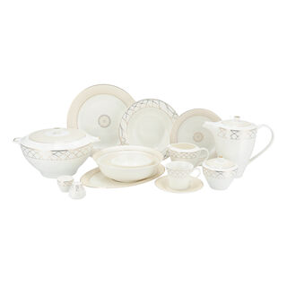 La Mesa metalic beige bone porcelain dinner set 85 pcs
