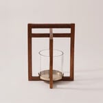 هومز حامل شموع خشب 24*24*30سم، بني image number 1