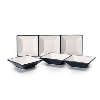 Rio Divided Section Plate Set 3 Pieces Blue Glaze