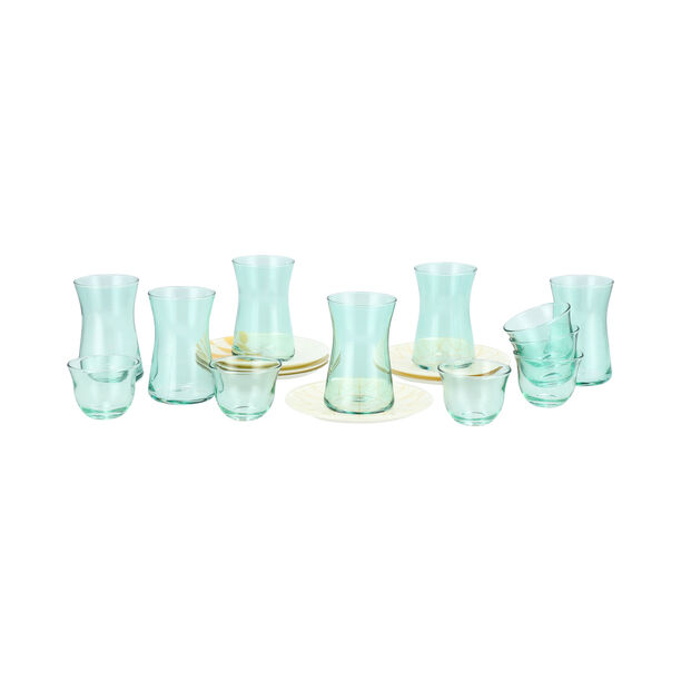 Tea and Coffee set 18 Pcs malakit glass image number 1