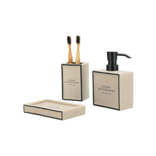Homez beige and black cermic 3 pcs bath set