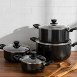 Alberto Nonstick Cookware Set   W/Glass Lid  8Pcs Set  Black Color (18/22/26/30Cm) image number 2