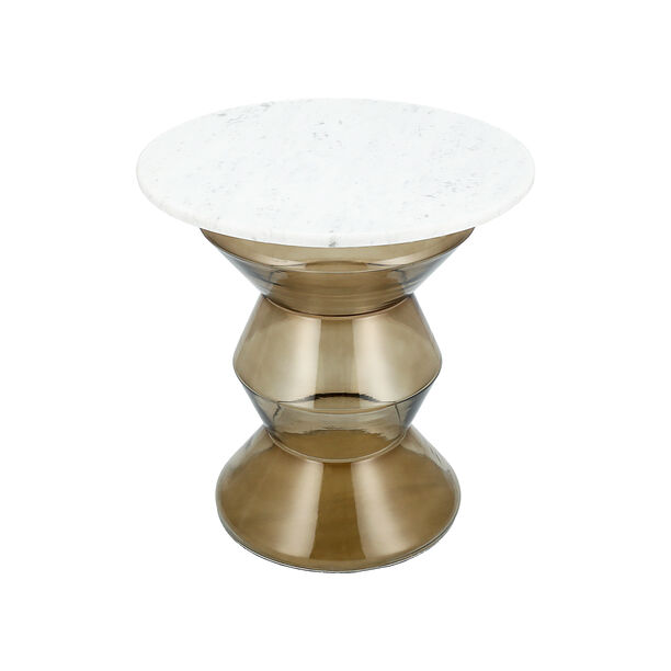 Side Table Glass Base And Marble Top 51*51 cm image number 3