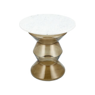 Side Table Glass Base And Marble Top 51*51 cm