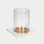 Candle Holder White Marble Gold Inlay image number 0