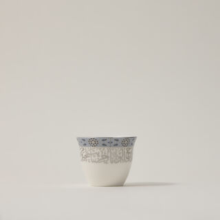 دلتي طقم أكواب شاي وفناجين قهوة سعودية زجاج وبورسلان أبيض 18 قطعة