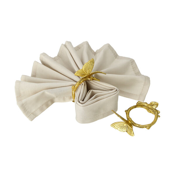 La Mesa Napkin Ring 2 Pieces Set Alloy Gold Butterfly image number 1