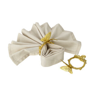 La Mesa Napkin Ring 2 Pieces Set Alloy Gold Butterfly