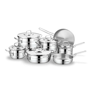 Korkmaz 12pcs stainless steel cookware set, silver