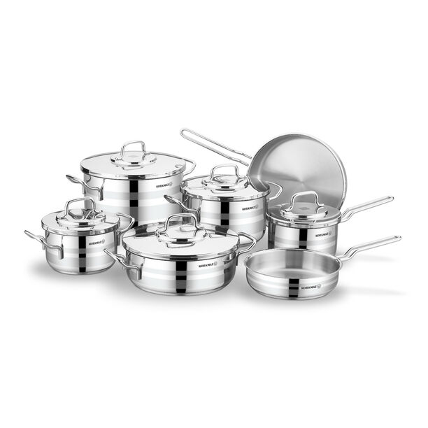 Korkmaz 12pcs stainless steel cookware set, silver image number 0