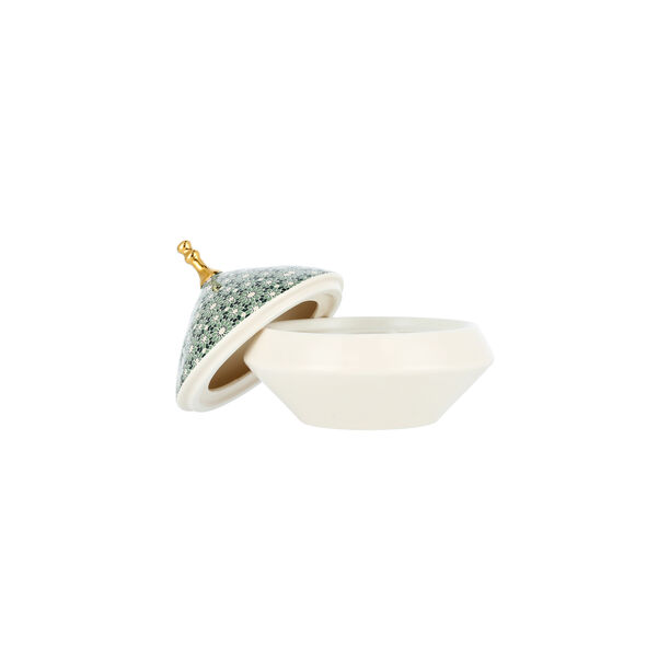 Dallaty white & green date bowl with lid 20.2*16*16.5 cm image number 1