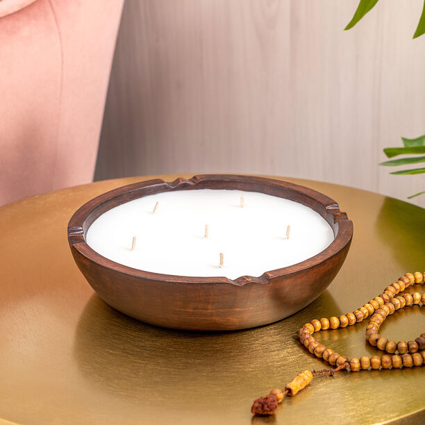 Wooden Bowl With Candle Winter Berry Fragrance Dia 20*ht: 5 cm image number 1